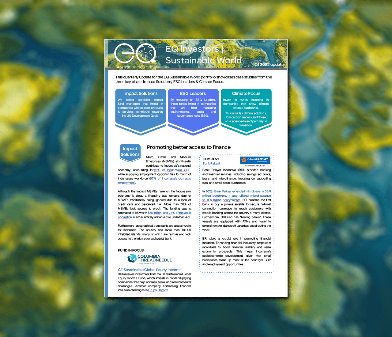 EQ Sustainable World Portfolios: Quarterly update